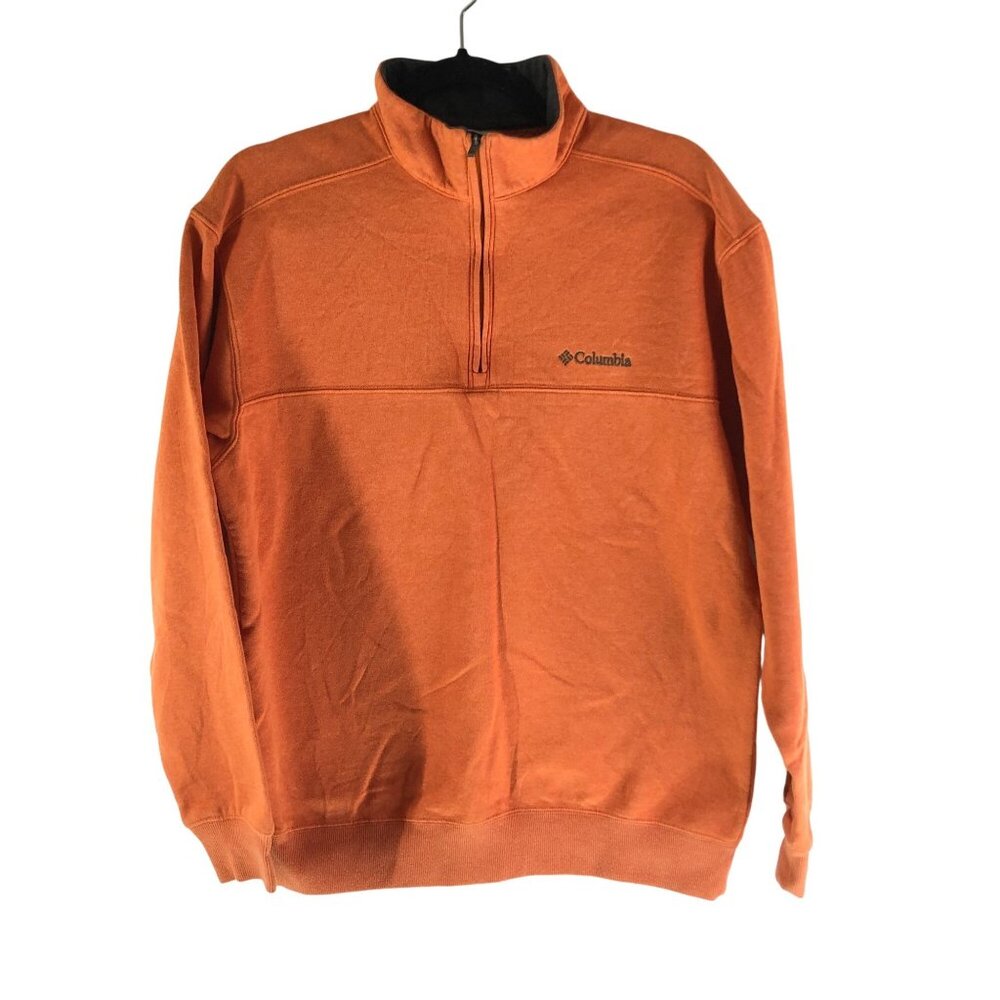 Columbia Mens Hart Mountain Orange 1/2 Zip Fleece Pullover Sweatshirt Size M
